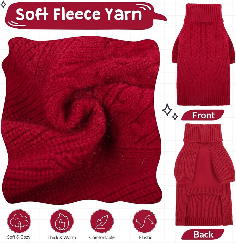 Queenmore Dog Sweater, Puppy Sweater for Small Dogs,Warm Winter Fall Dog Sweaters for Dog Girls Boys, Solid Turtleneck Knit Sweater for Large Medium Dogs,Long Sleeves Christmas Dog Sweater Red,XL - Image 2